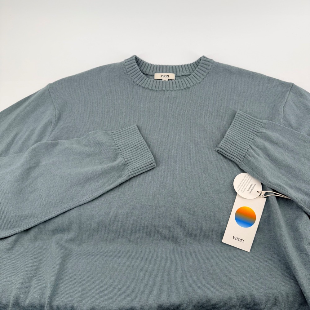 Vuori Fluent Crew Neck Sweater Organic Cotton Cashmere MistGreen Mens XL